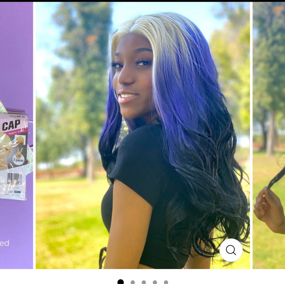 NWT Stunning Lunatics Discontinued , Gorgeous Blonde& Purple Ombre Wig - Picture 2 of 16